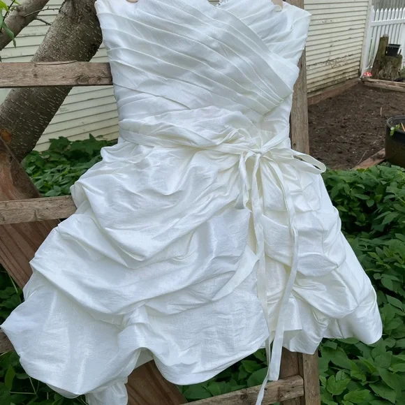 Cinderella Divine Short White Strapless Wedding Dress - Picture 3 of 12